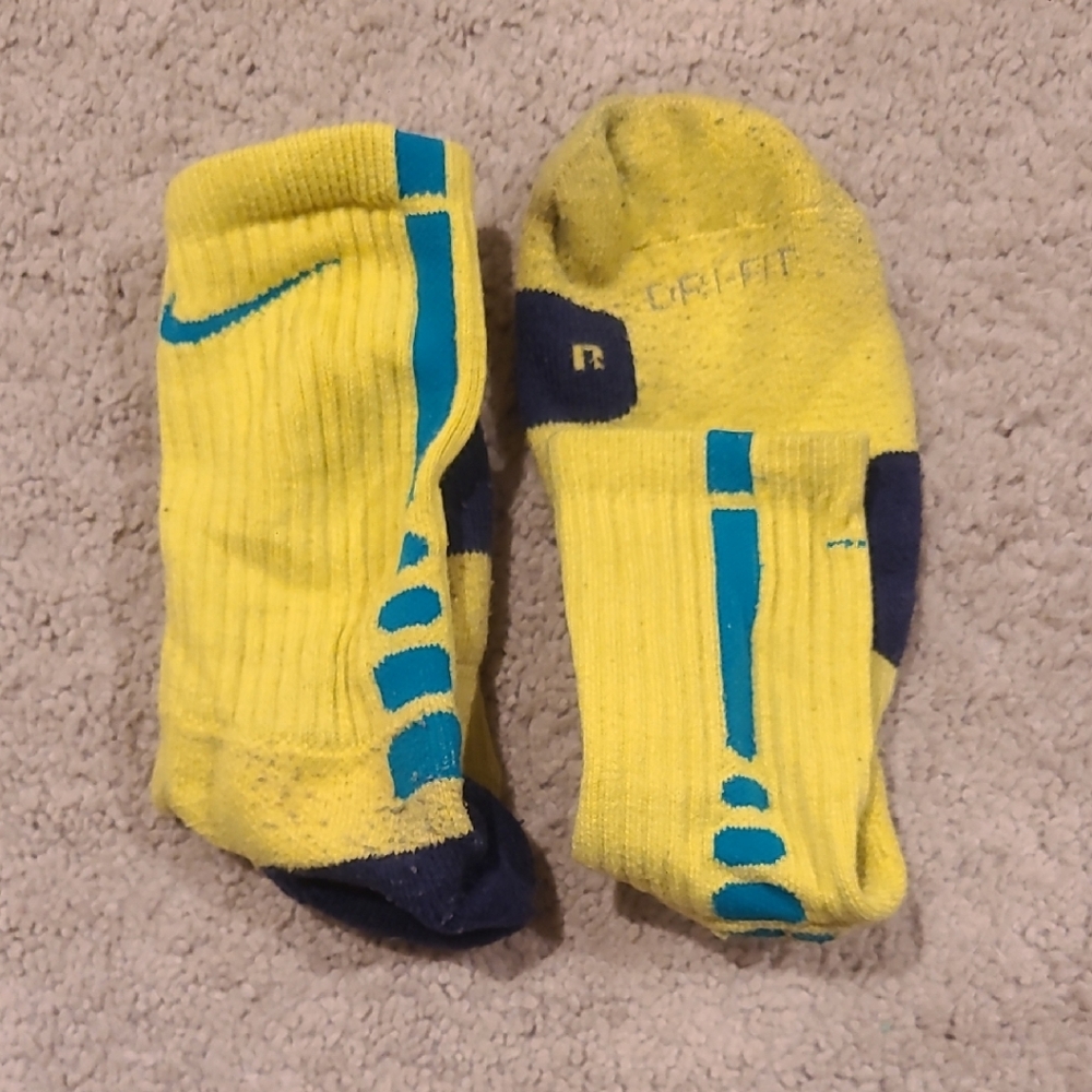 Nike Men's Yellow and Blue Athletic Socks
